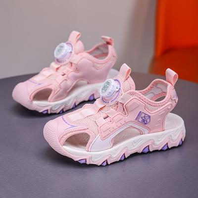 New Boys Hollow Mesh Sandals Bag Head Beach Shoes Knob Buckle Soft Sole Children's Sports Sandals