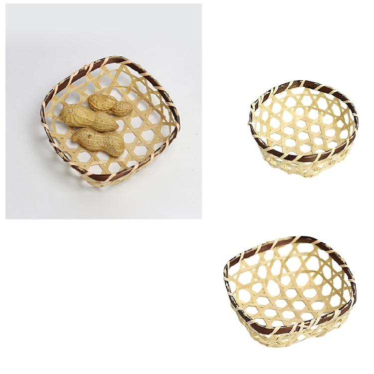 Set Of 2 Miniature Bamboos Baskets for Elegant Table Decoration Household Handmade Woven Tray Small Decorative Basket