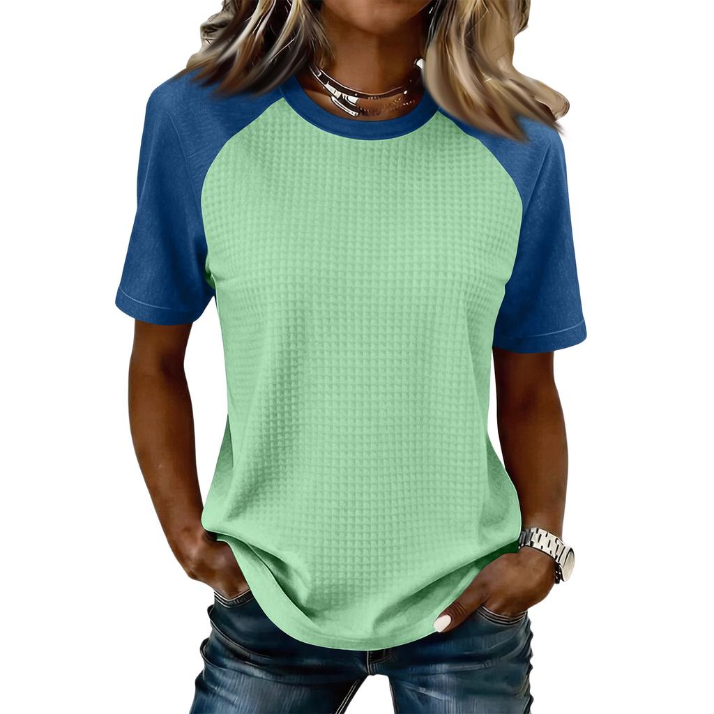 Women’s Casual Lightweight Knit Raglan Sleeve Crew Neck Top Plus Size Loose Fit Retro Style Shirt