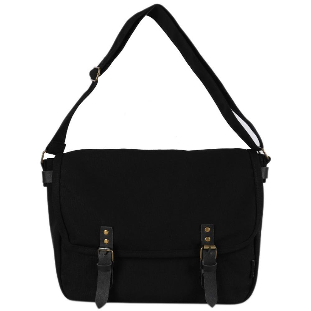 

Vintage Shoulder Bag Large Capacity Canvas Bag Stylish Messenger Bag Daily Use чёрный