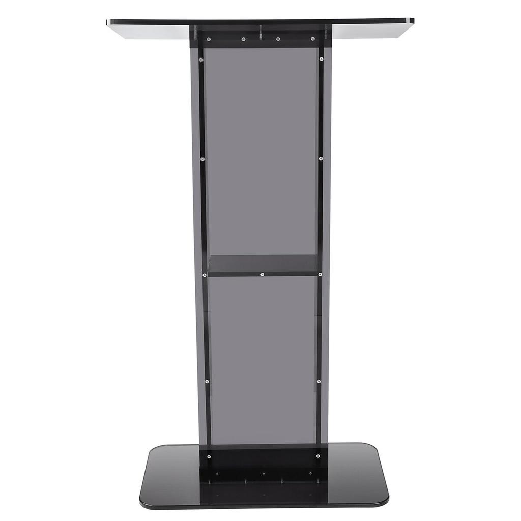 Acrylic Podium, 47" Tall, Acrylic Podium Stand with Wide Reading Surface & Storage Shelf, Floor-standing Clear Pulpits Acrylic for Church Office