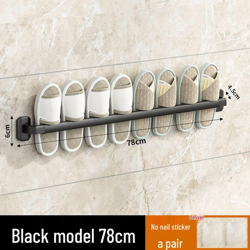 Wall-Mounted Luxury Slipper Rack: Punch-Free Bathroom Shoe Draining Storage Solution