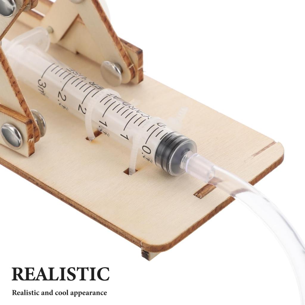 Toyvian Creative Science Toy for Kids, Wooden Hydraulic Lift Model Assembly Puzzle, Educational DIY Mechanical Kit, Stem Learning Toy for Boys and