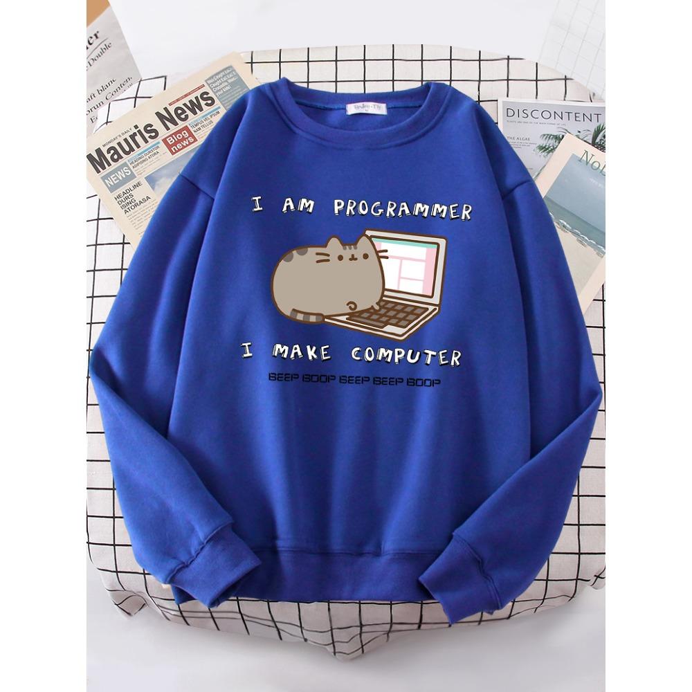 I Am Programmer I Make Computer Funny Cat Women Hoody Korean Fashion Sweatshirt Street Casual Clothes Hipster Loose Sportswear