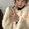 Women's Petite Chenille Angora Fur Coat - Winter 2025 Collection: Loose Fit, Plus Cotton, Stylish and Soft