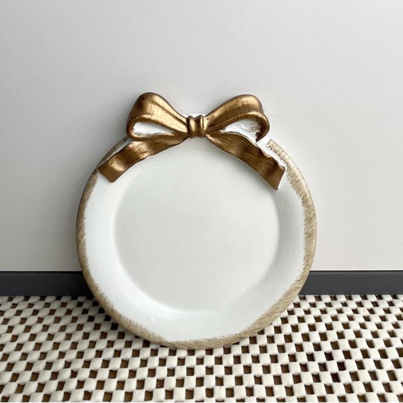 Elegante Alzatina a Forma di Fiocco per Gioielli per Orecchini Collane Storage Stile Resina Vassoio Decorativo Regalo per Donne
