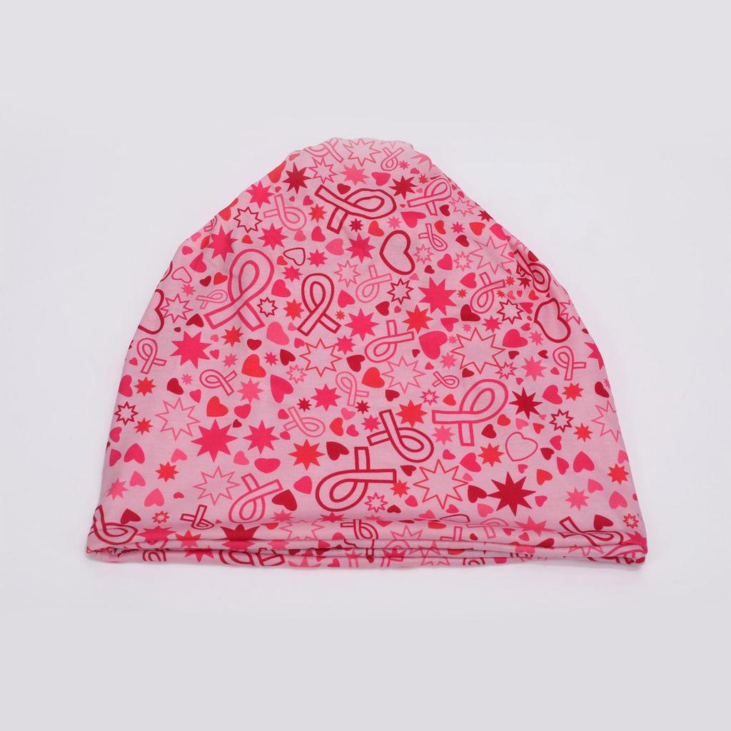 Breathable Breast Cancers Support Beanies Hat Breast Cancers Awareness Print Headwrap Hat Fashion Print Skull Hat for Women
