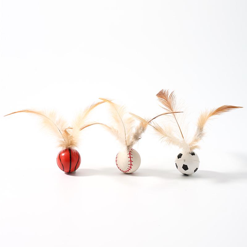 Interactive Elastic Feather Ball: Stress-Relief Cat Toy