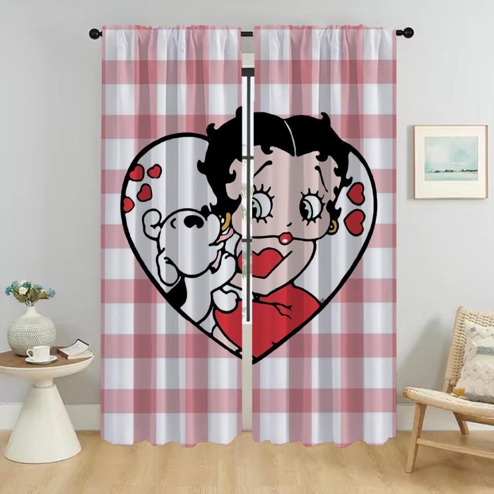 

Элегантные шторы для комнаты, 2 шт., занавески для окон Bettyes Boopes, занавески для домашнего интерьера, шторы для камер, украшения на Хэллоуин для детей W50xH70cmx2pcs-CL