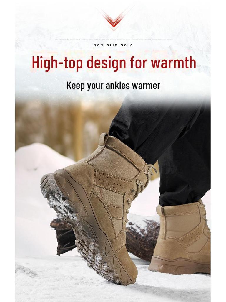 Men's Large-Size Non-Slip Fur Snow Boots - Thickened with Pure Wool for Warmth