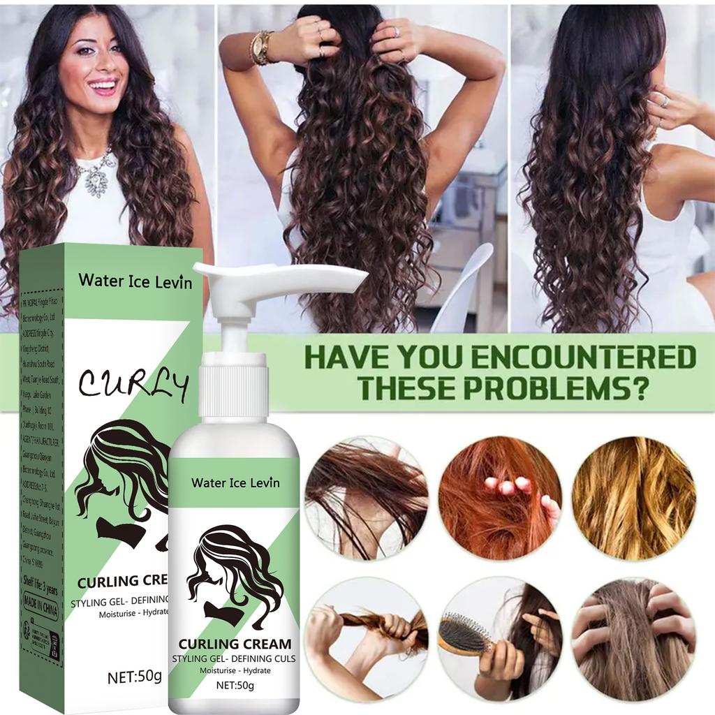 Water Ice Levin Crema Definente Anti-Crespo 200ml - Crema Styling Idratante per Capelli Ricci, per Ricci Definiti e Rimbalzanti