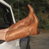Fashion IPPEUM Western Cowboy Boots For Women Firebird Embroidery Leather Knee High Boot Country Western Brown Cowgirl Shoes Plus Size44