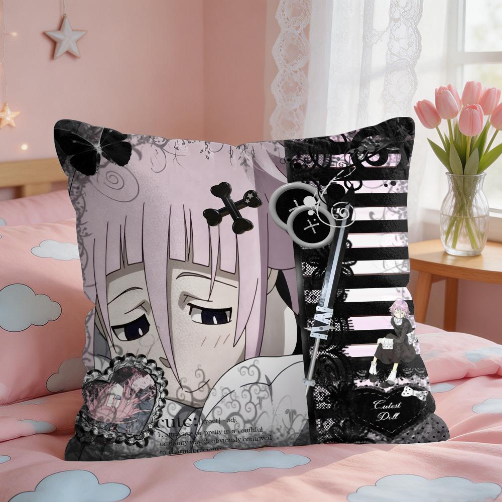 SSoul Eater Anime Evans Cushion Cover Square Short Plush Pillow Case Living Room Sofa Home Decor Funda X