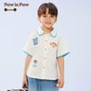 PawinPaw Boys' Cartoon Bear Lapel Print Short Sleeve Shirt