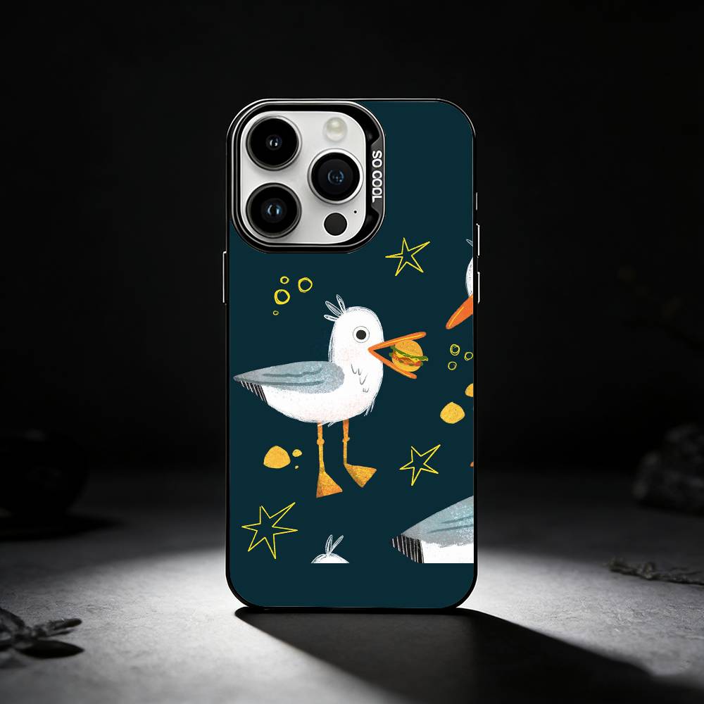 

Funny S-Seagull Phone Case For iPhone 17,16,15,14,13,12,11 Plus,Pro Max,XS,Colored silver phone case iPhone12PROMAX