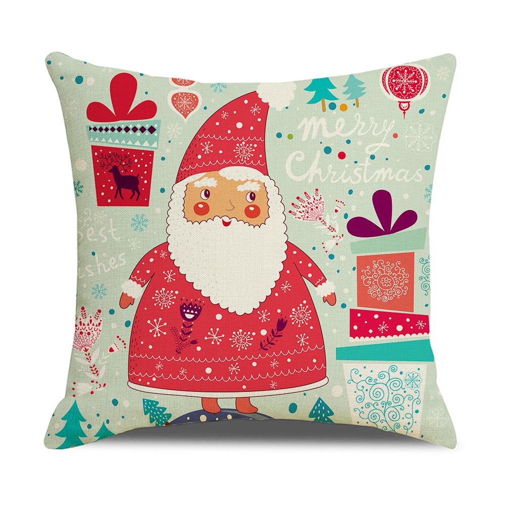 Home Christmas Decorative Pillowcase Bedroom Living Room Sofa Cushion Cover Santa Claus Elk Dwarf Printed