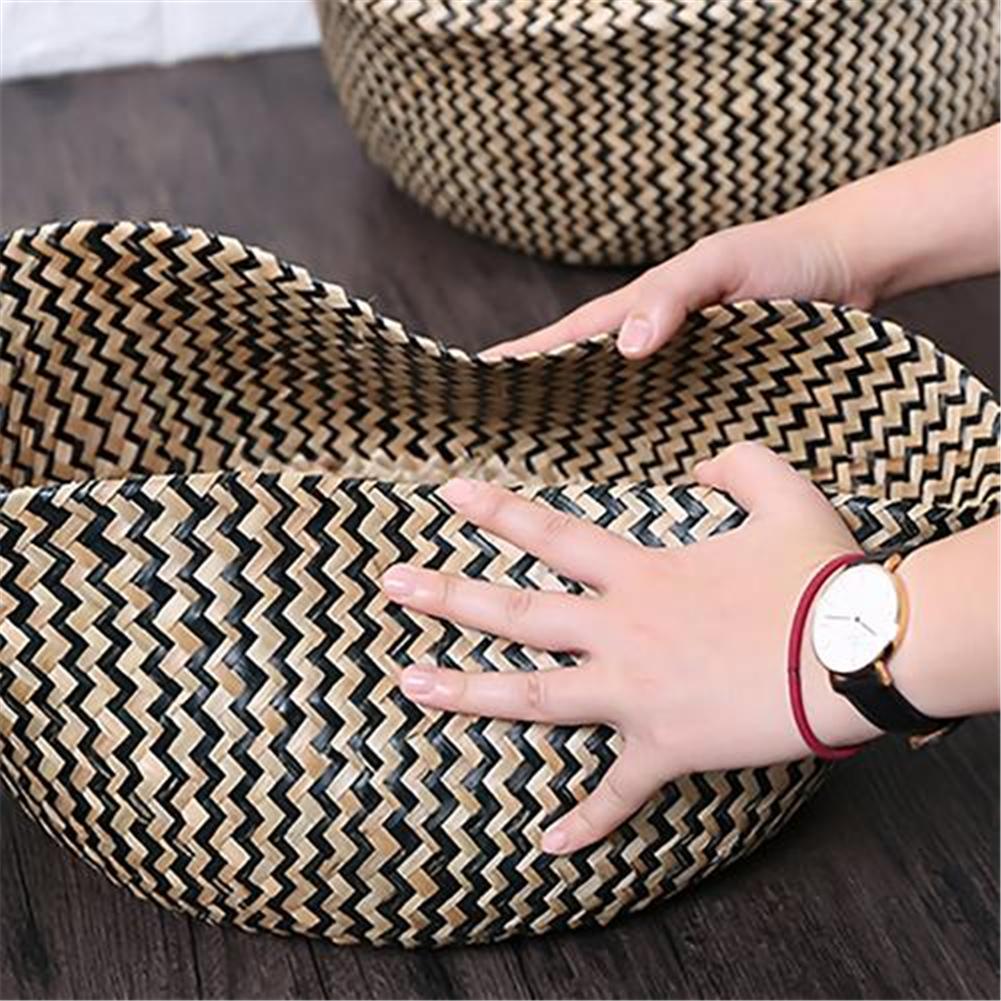 Nordic Foldable Seagrass Storage Basket Patchwork Seagrass Garden Flower Pot Planter Laundry Basket