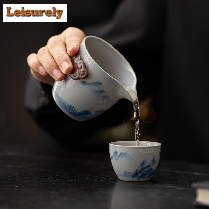 Retro Hand-painted Persimmon Travel Tea Set Kit Vintage 1 Pot 2 Cups Tea Maker Organizer Portable Outdoor Tote Bag Decoration