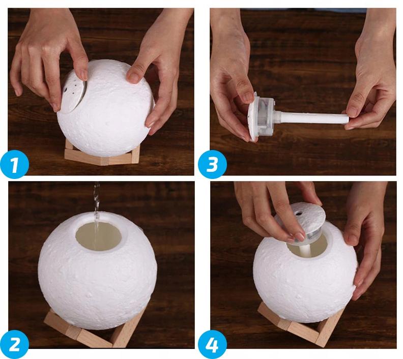Steam Humidifier Moon Lamp Diffuser Ionizer 8 Colors Usb