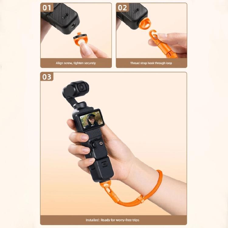 Wrist Camera Lanyard Strap with Sliding Adjuster and Mount Base for Everyday Carry, Travel, Video Use, and Daily Walks