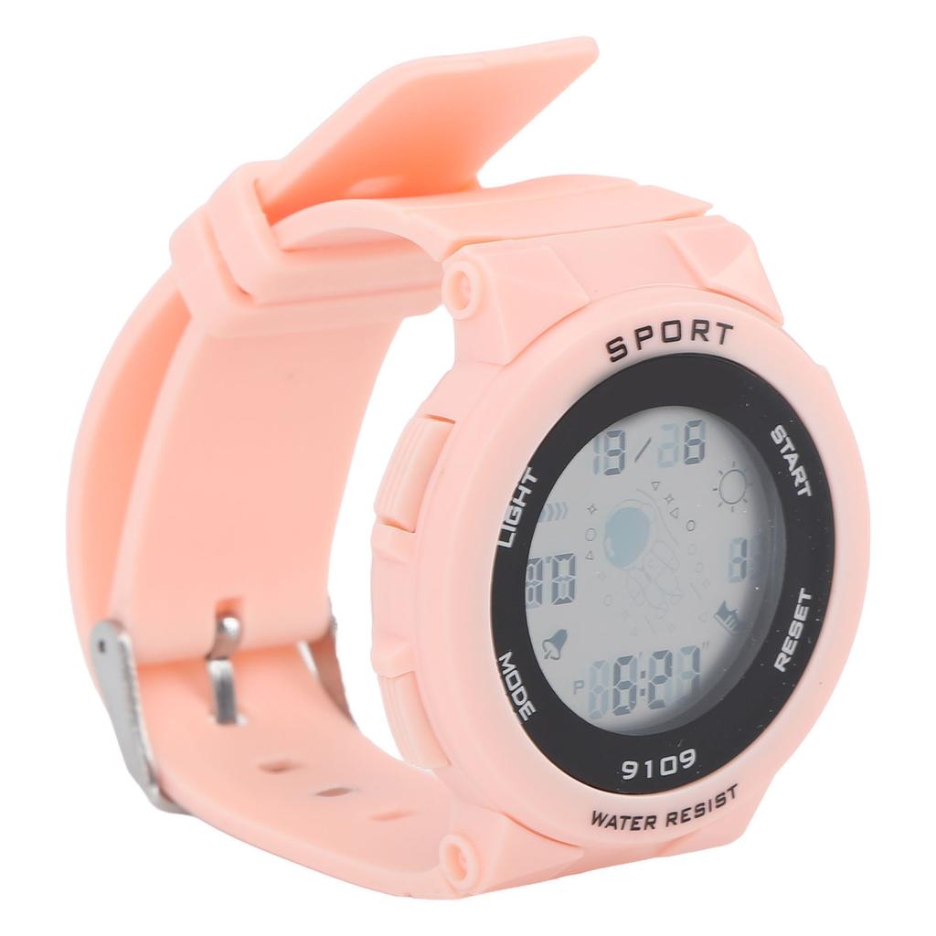 Kids Watch Waterproof Fashionable Luminous Alarm Multifunctional Electronic Watch for Outdoor Sports Light Pink