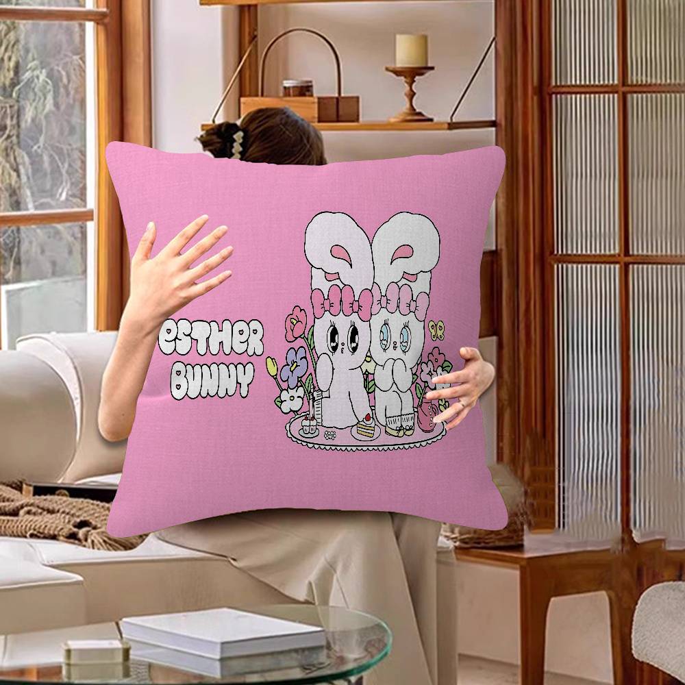 Esther-Bunny Room Maple Design Cushion Cover Happy Autumn Harvest Decor Holiday Decorati Pillow Cover