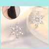 Silver Snowflake Stud Earrings Womens Girls Jewellery Xmas Gift Jewelry Elegant