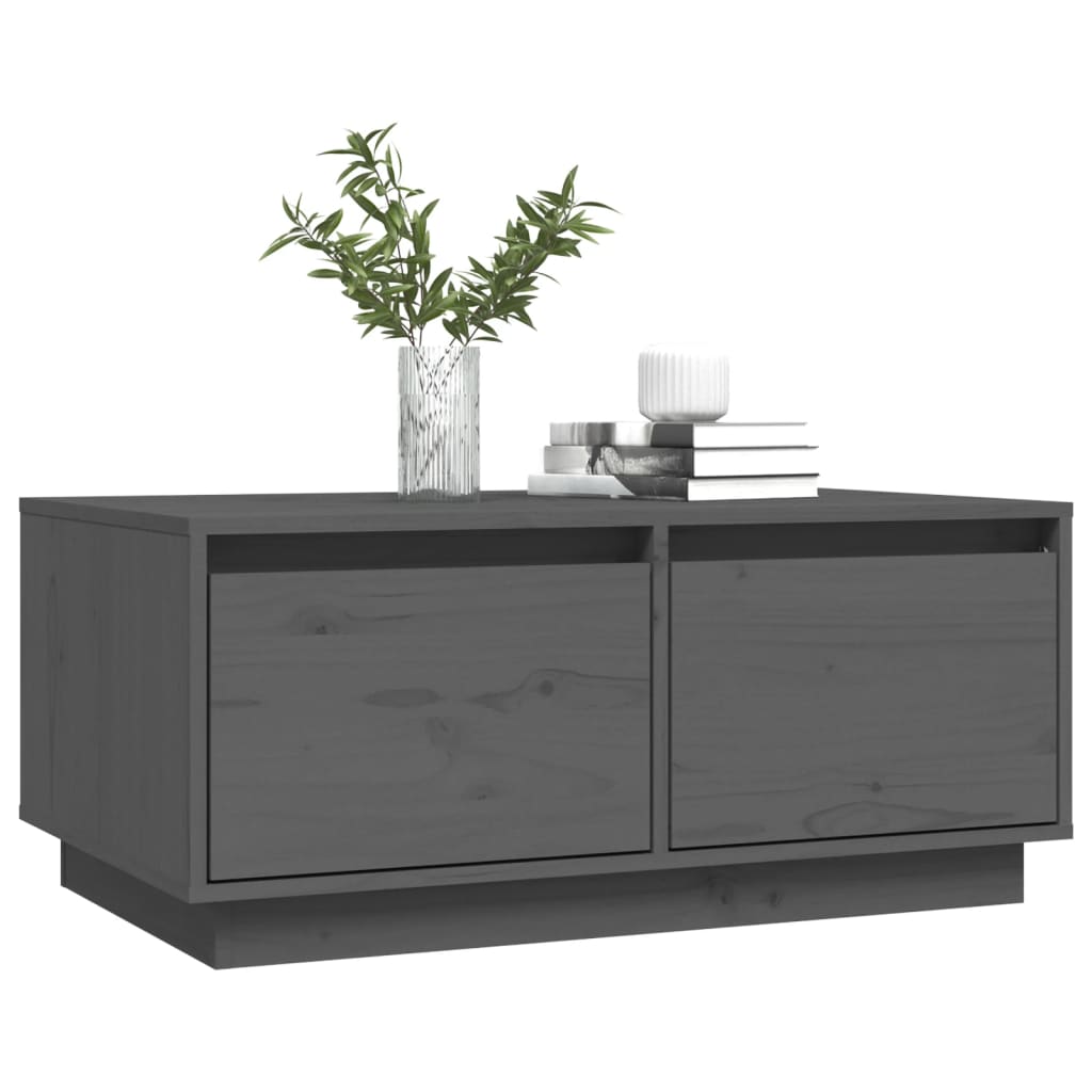 Coffee Table Gray 80 X 50 X 35 Cm Solid Pine Wood