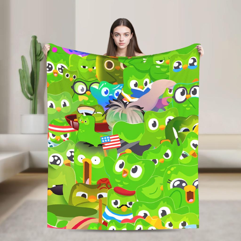 Duolingos Velvet Blanket Quality Warm Bedding Throws Autumn Decorative Bedroom Graphic Bedspread