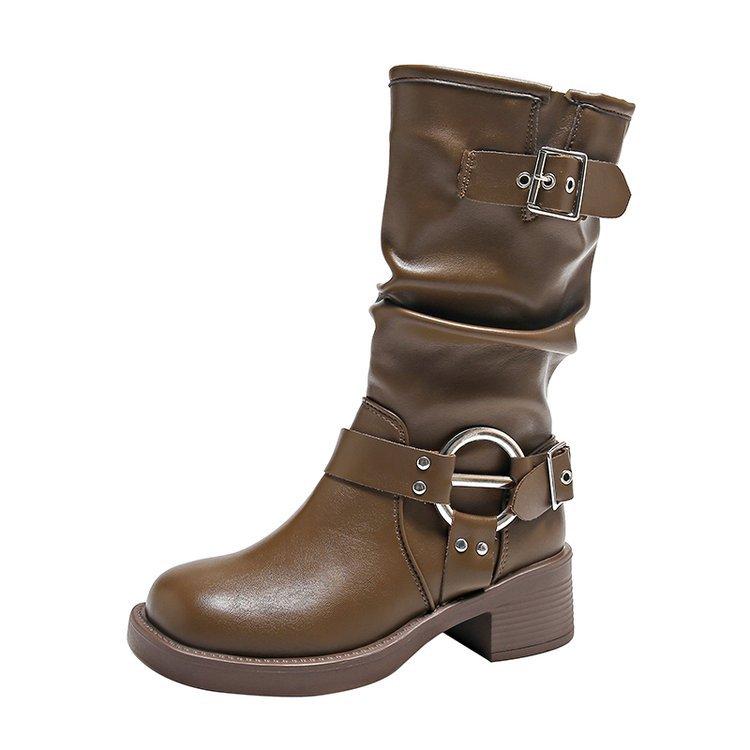 Fashion High Quality Women Boots Luxury Comfortable Cowboy Boots Fashion Slip On Casual Short Boots for Women Thick Bottom Shoes Zapatos