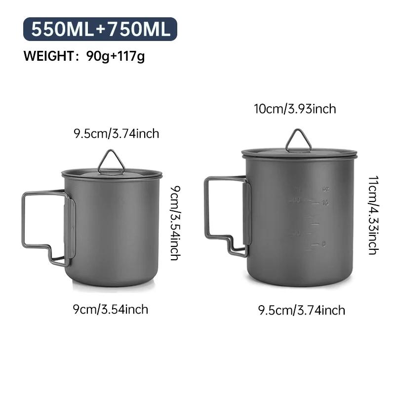 Outdoor Titanium Camping Cup, Foldable Handle Ultralight Mug for Coffee&Tea, Backpacking & Hiking Essentials