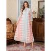 OEM  Summer Breathable Chiffon Color Block Printed Rhinestone Long Maxi Dress Women's Holiday Gown