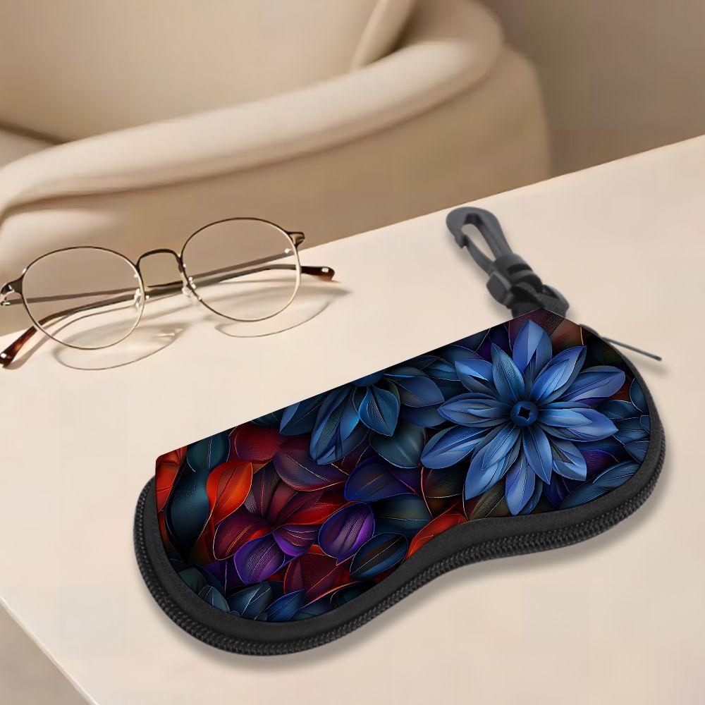 2D-Vintage Floral Pattern Protective Zipper Sunglasses Case, Portable Eyewear Container, Stylish Decorative Spectacle Pouch for Women Travel Accessory