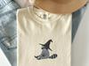 Embroidered Silly Raccoon Witch Hat T-Shirt: Funny Trash Panda Embroidery, Halloween Cozy Gift