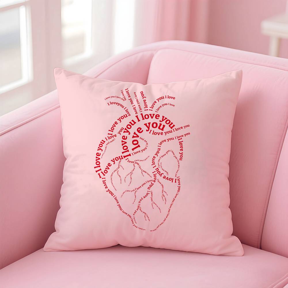 Home Decor Love-Themed Heart-Shaped Digital Print Pillowcases Pattern Cushion Cover Suitable For Sofa Bedroom Car Pillow Cover