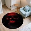 Red and Black Skull,Round Area Rug,Carpet Rug for Living Room Bedroom Sofa Playroom Decor,Non-slip Floor Mat