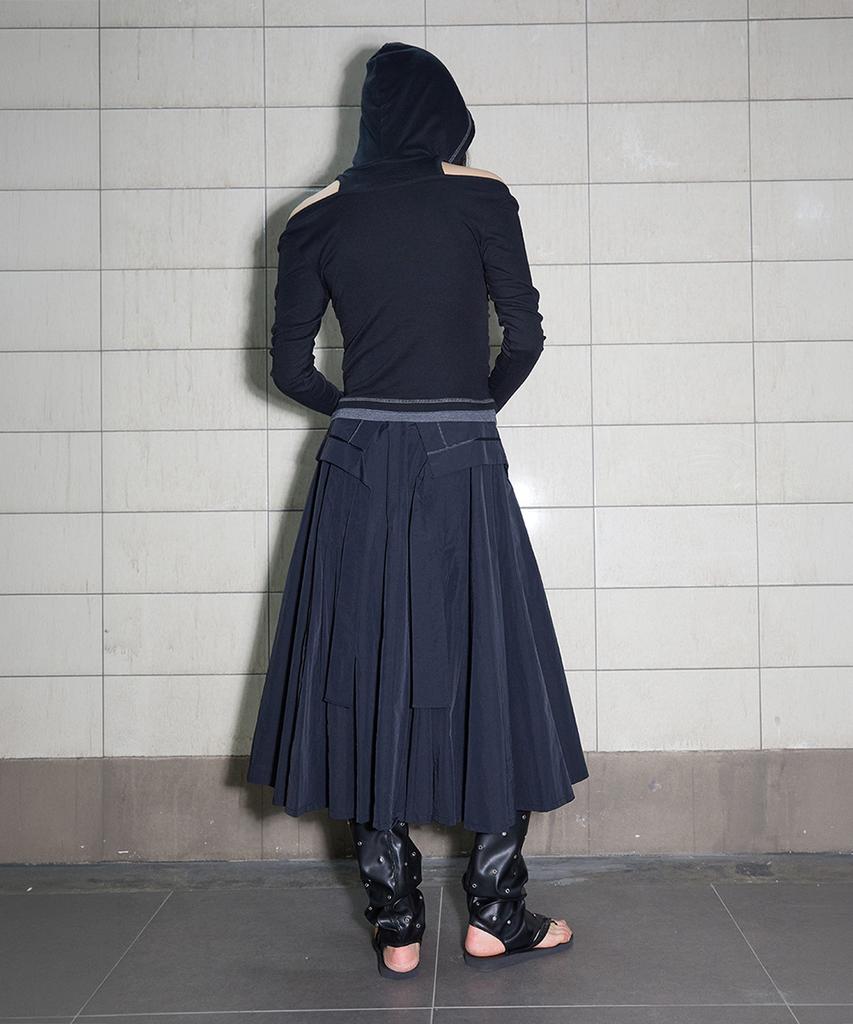 Yusentig Two-Way Pleated Long Skirt Aw5Ms45210