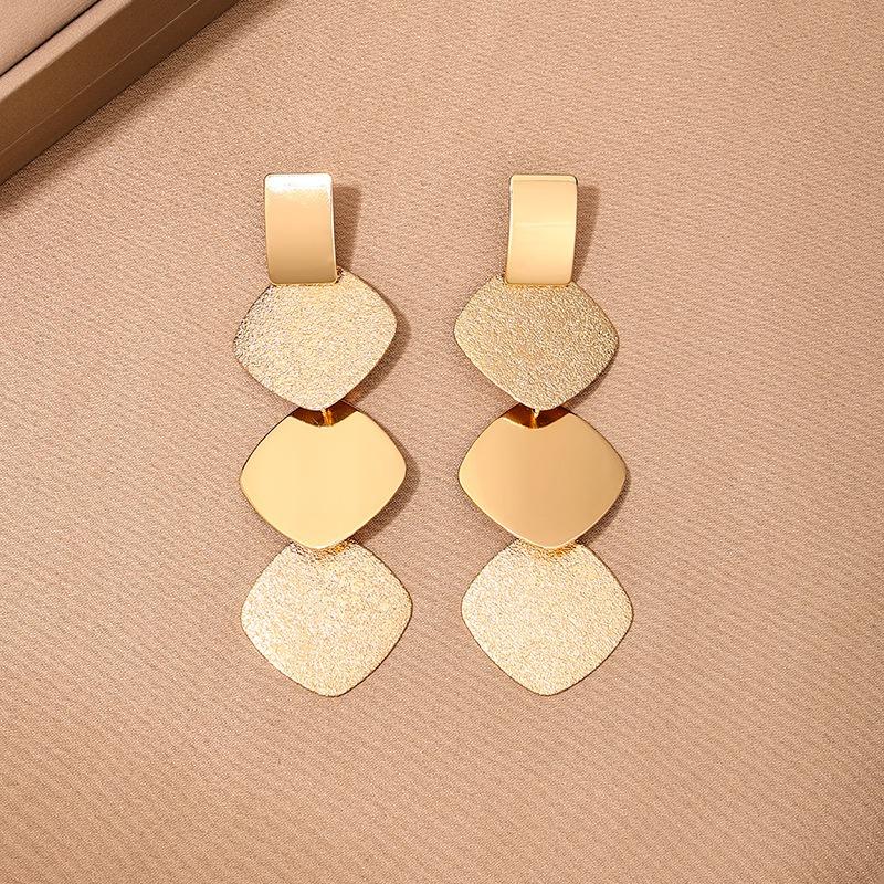 Fashion Temperament Metal Geometric Square Tassel Earrings For Women