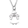 Peach Heart Angel Wings Sweet Pendant Antique Silver Metal Boys Collar Necklace High Quality Gift