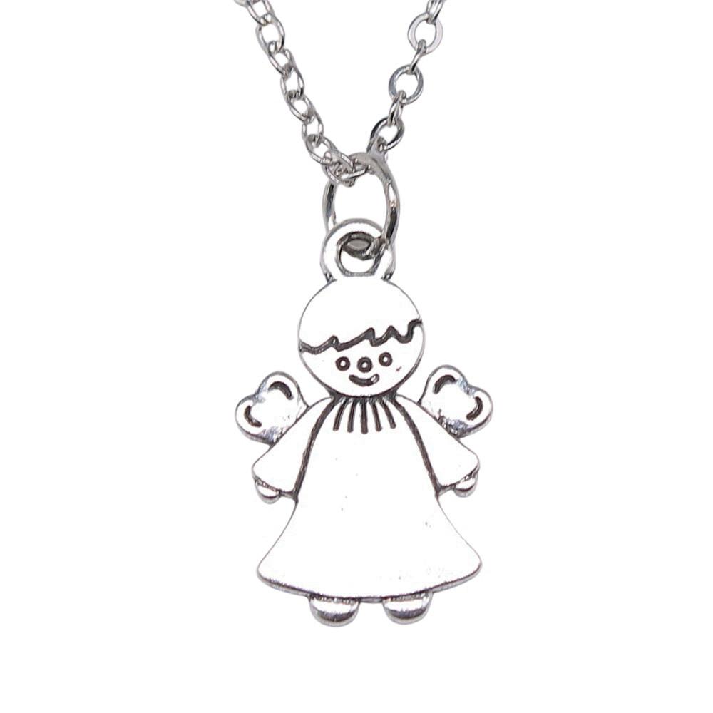 Peach Heart Angel Wings Sweet Pendant Antique Silver Metal Boys Collar Necklace High Quality Gift