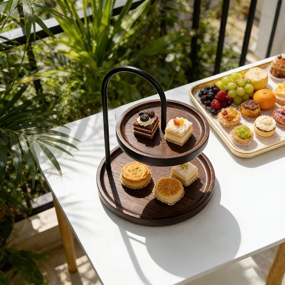 Wooden Key Storage Rack Space Saving Jewelry Display Stand Vintage Two Tier Holder  Coffee Table