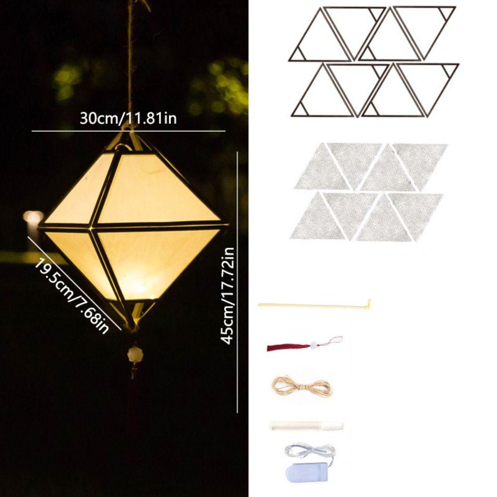 LED Light Handmade Hanging Lamp Wooden Art Lantern Retro Mid-Autumn Festival Lantern  Party Decor