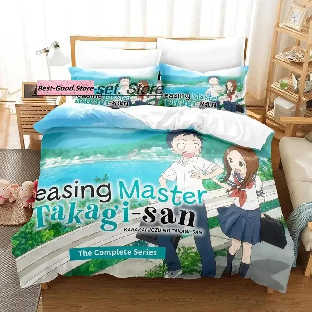 3D Teasing Master Takagi-San Bedding Set Printed Duvet Cover Pillowcase Single Double Queen Super King Size Sets