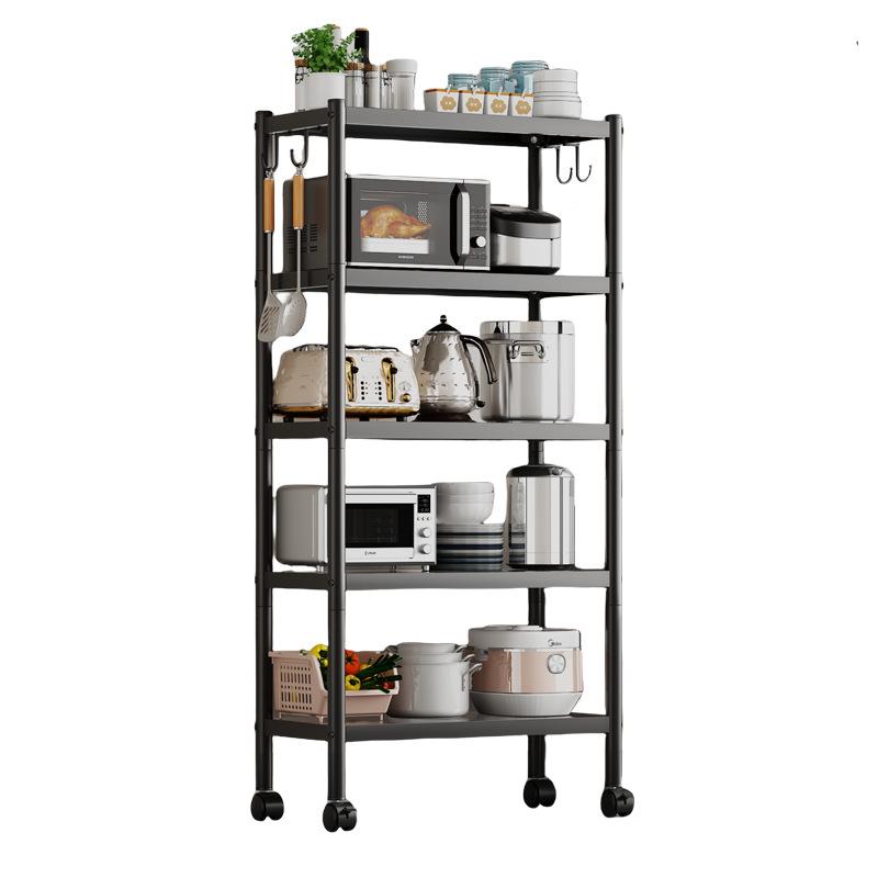Multi-layer Floor-standing Kitchen Storage Rack for Pots and Microwave Oven