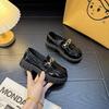 Girls' Leather Shoes 2025 Autumn New Children's Bright Leather Loafers Black Student Shoes Fashion One-pedal Single Shoes Trend