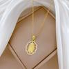 Titanium Steel Empty Egg-Shaped Portrait Light Luxury Temperament Gorgeous Full Diamond Necklace Female Versatile Collarbone Chai