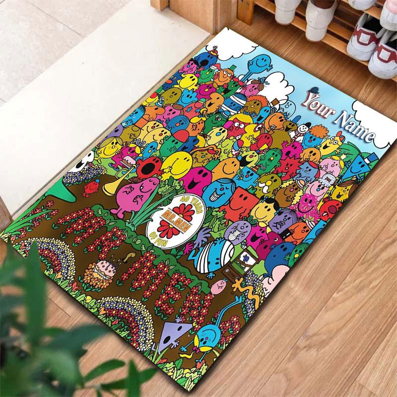 Mr. Men Little Miss Custom Name Carpet Rug for Living Room Bedroom Home Sofa Decoration,Kids play Non-slip Floor Mat