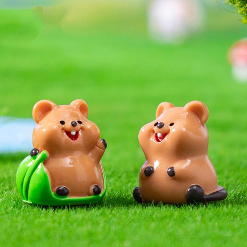 4Pcs Cute Miniature Quokka Statue Handcrafted Resins Desk Ornaments Perfect For Home Office Shelf Display Garden Decors