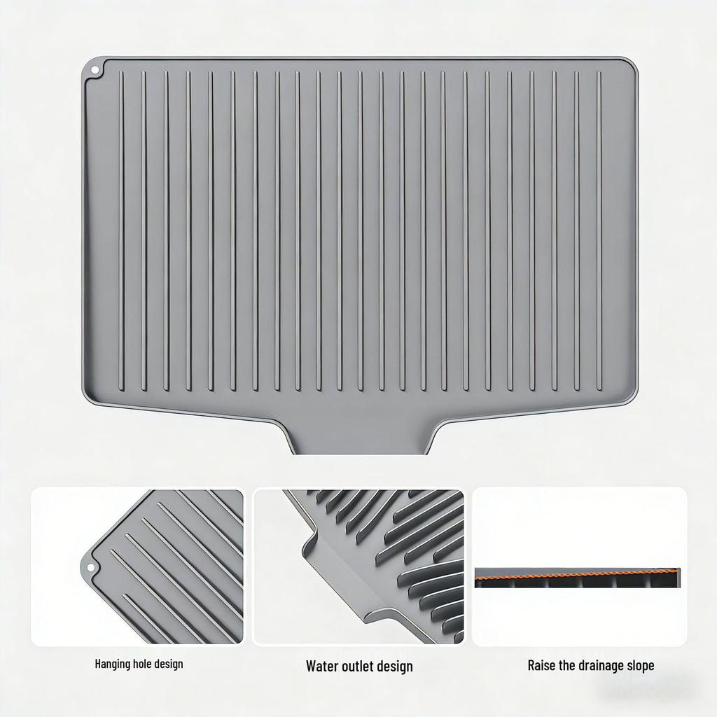 Silicone Kitchen Countertop Drying Mat & Heat-Resistant Drainage Board