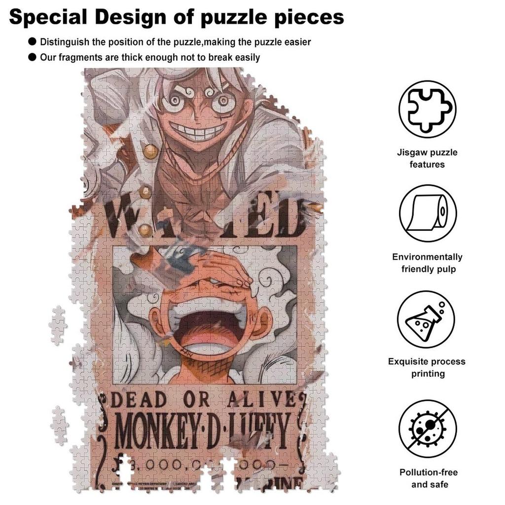 Cike One Piece Monkey Luffy Jigsaw 1000 Character Anime Moe Educational Toy for and Christmas Beginner Wall Decor D. Puzzle, Pieces, Pattern, Wooden,
